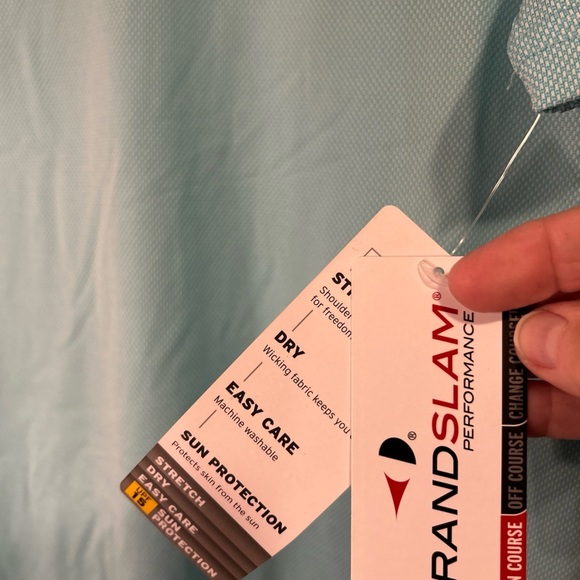 NEW Grand Slam Polo Golf Men’s Performance Radiance Medium Sky Blue Retail $60 - Picture 3 of 8